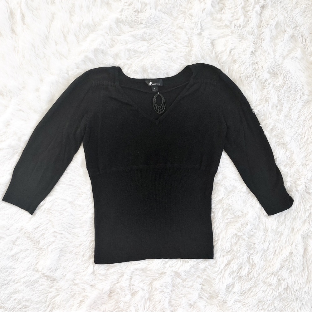 AB Studio Size Medium Black Sweater with Pendant